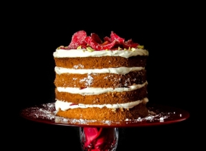 Pistachio Rose Layered Cake