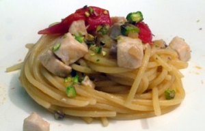 Spaghetti al pesce spada e pistacchio di Bronte