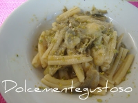 Caserecce con carciofi,pistacchio ed emmental