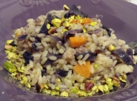 Risotto con cavolo viola,pistacchi di Bronte e pancetta