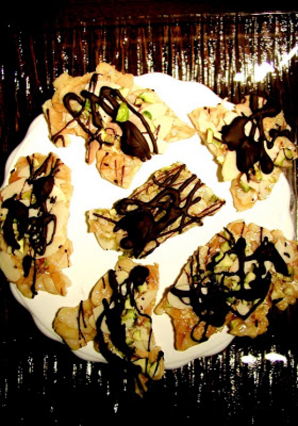 Croccante di mandorle con pistacchio,cioccolato fondente