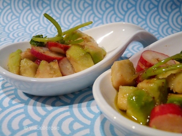 Avocado e ravanelli all'olio di pistacchi di Bronte